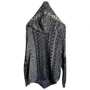 S-Twelve M\L black & gold‎ knitted hooded shrug